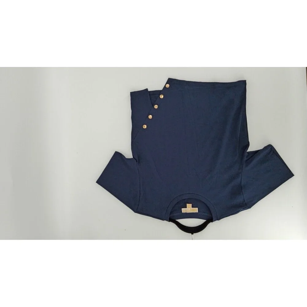 MICHAEL Michael Kors Navy Gold Button Detail Top M | Luxe Minimalist